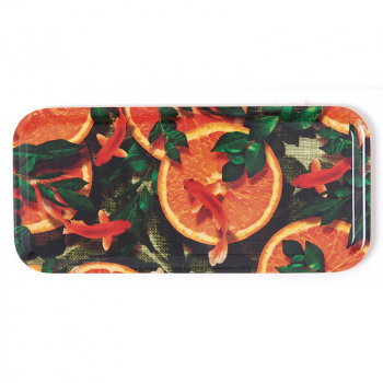 Gangzai rectangular Tray, Koikoi Juice paint Lacquer multicolor, front